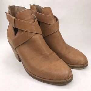 Eileen Fisher Womens Size 10 Light Brown Leather Ankle Boot Bootie Heel Strappy